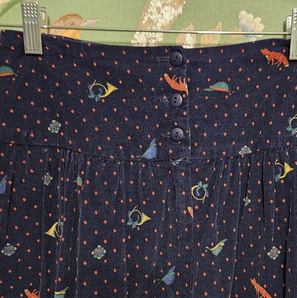 Vintage The Eagles Eye Holiday Fox Hunt Feathercord Corduroy Skirt Size 10 - Picture 2 of 7